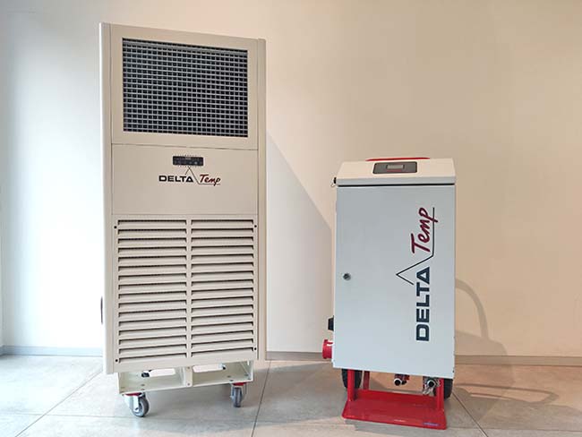 Mobiele verwarming met elektrische boiler en luchtbehandelingskast